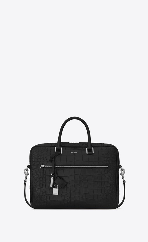 sac de jour briefcase in crocodile embossed leather